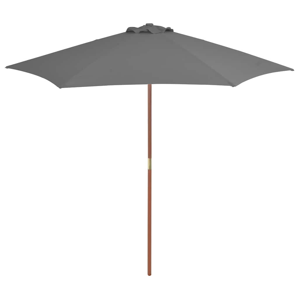 vidaXL Guarda-sol de exterior c/ mastro de madeira 270 cm antracite