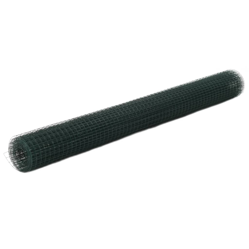 vidaXL Cerca arame galinheiro 25x1,5 m aço c/ revestimento PVC verde