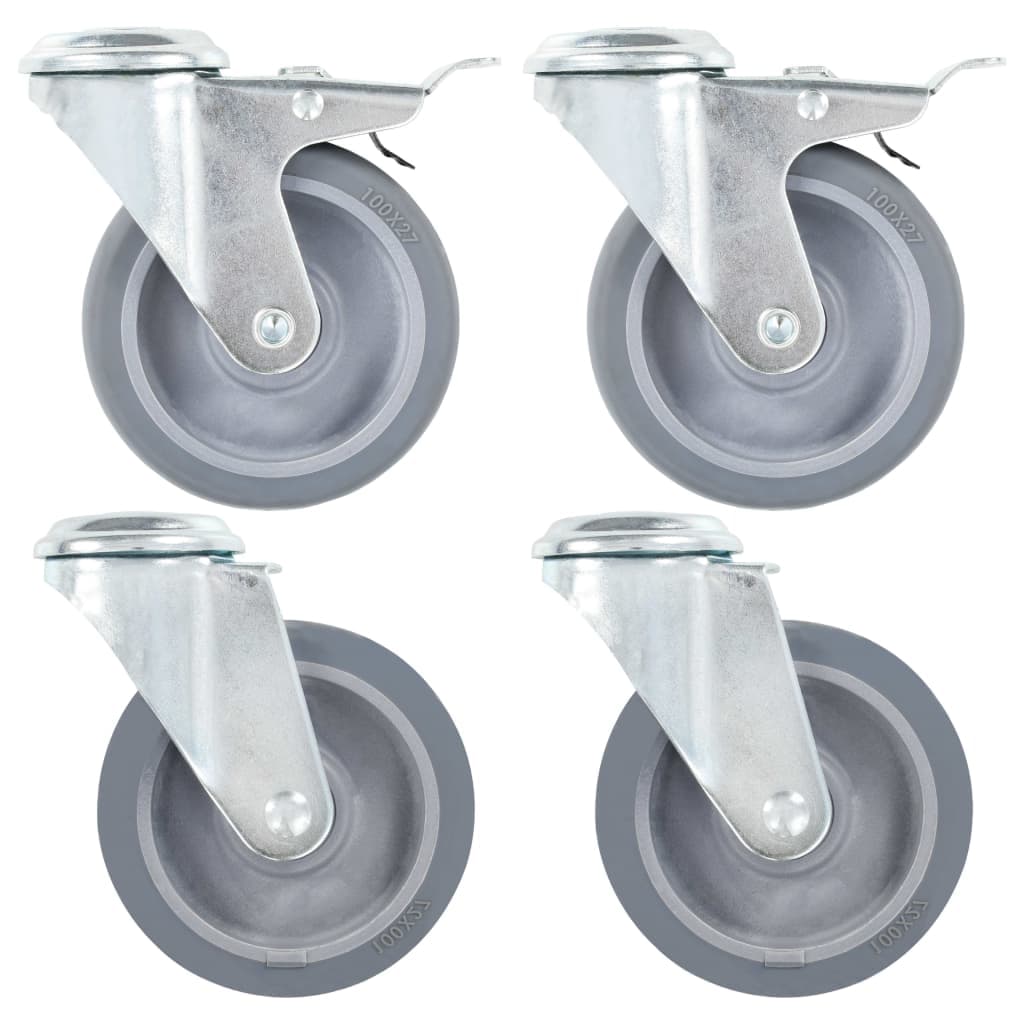 vidaXL Rodas giratórias com furo 4 pcs 100 mm