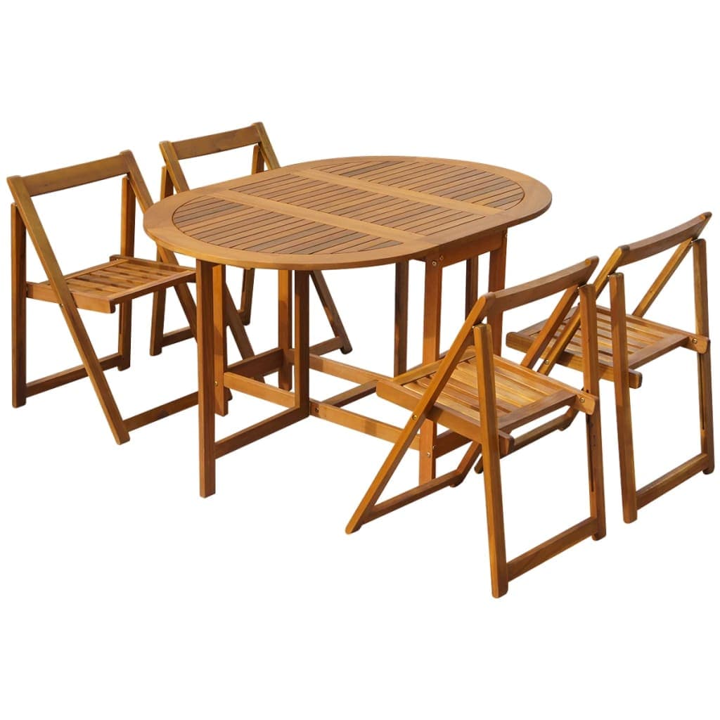 vidaXL Conjunto de jantar dobrável p/ exterior 5 pcs acácia maciça