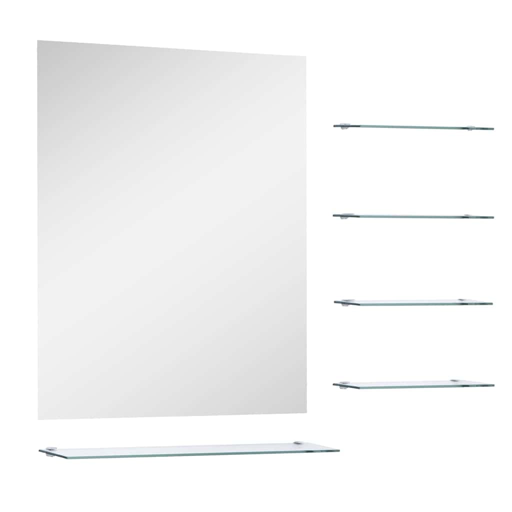 vidaXL Espelho de parede com 5 prateleiras 50x60 cm prateado