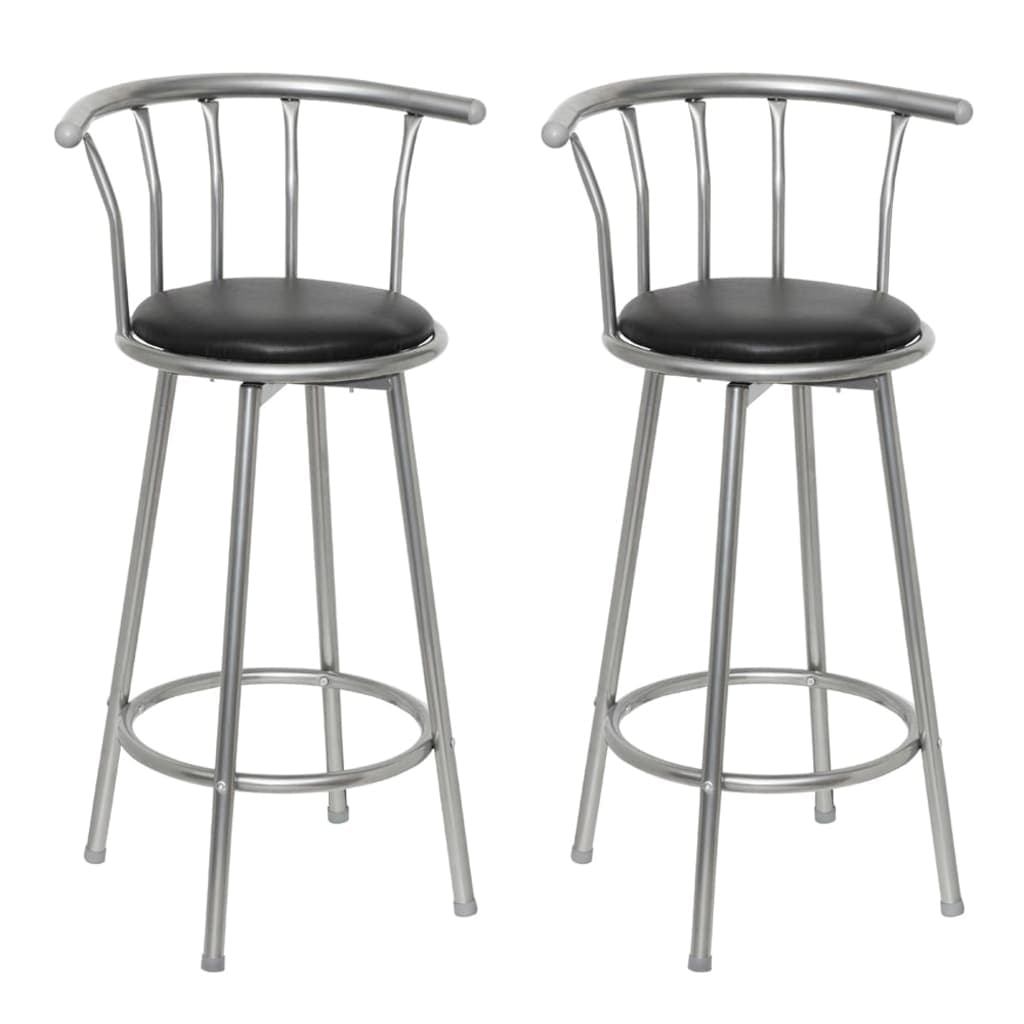 vidaXL Bancos de bar 2 pcs couro artificial preto
