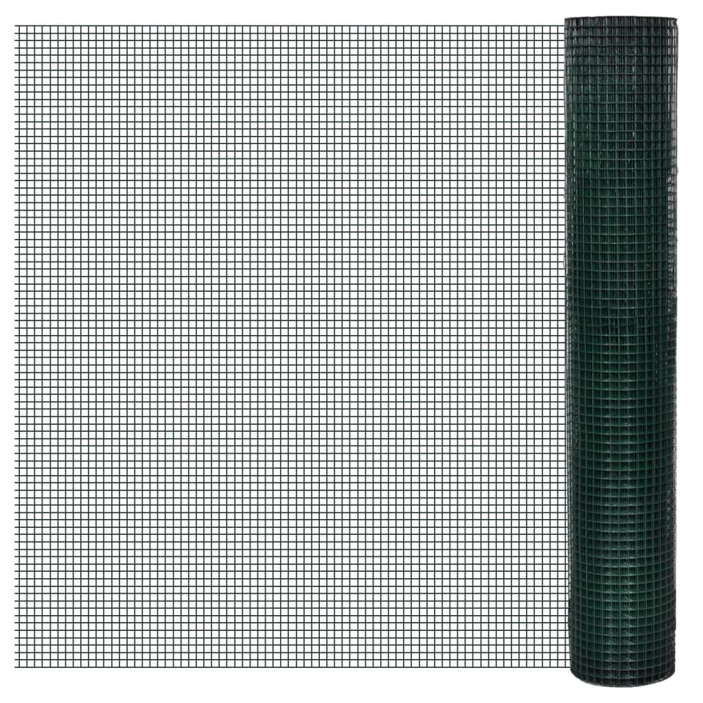 vidaXL Cerca de arame para galinheiro 1x25 m aço galvanizado verde