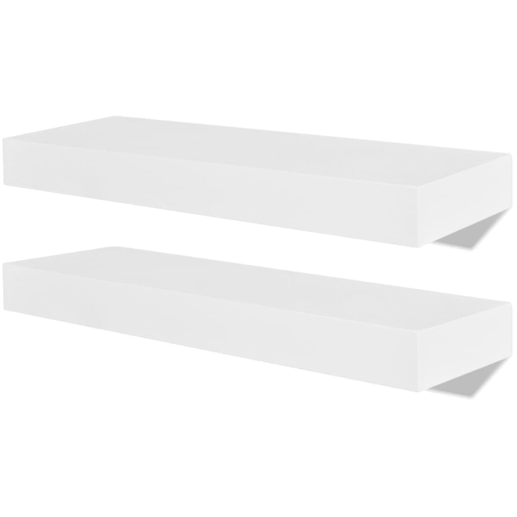 Conjunto 2 Prateleiras Suspensas de Parede, Mdf, Branco - 242182