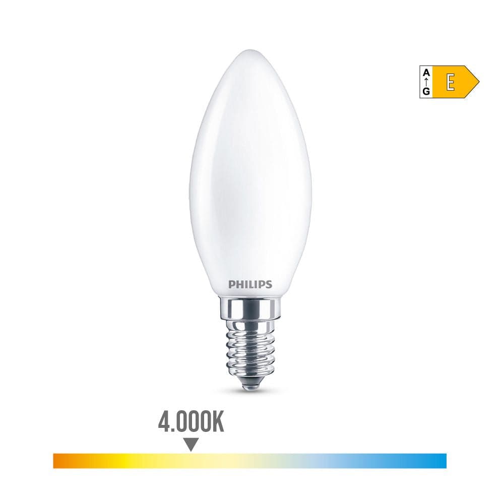 Philips Lâmpada Vela LED E14 6,5w 806lm 4.000k Luz Dia P. - EDM93010