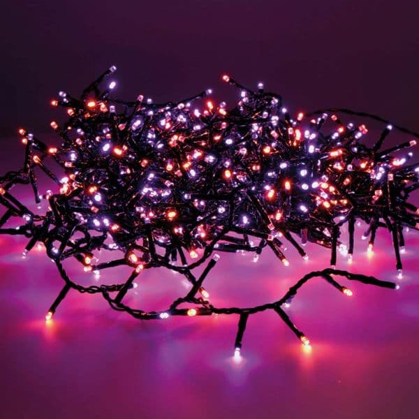Lumineo Grinalda LED Lumineo Roxo e Laranja Intermitente 750 LEDs IP44 Cabo Preto 21m