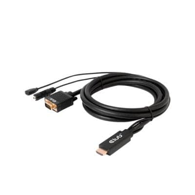 Club 3D Cabo/Adaptador HDMI + Micro-USB para VGA + 3.5mm CAC-1712 2m Preto