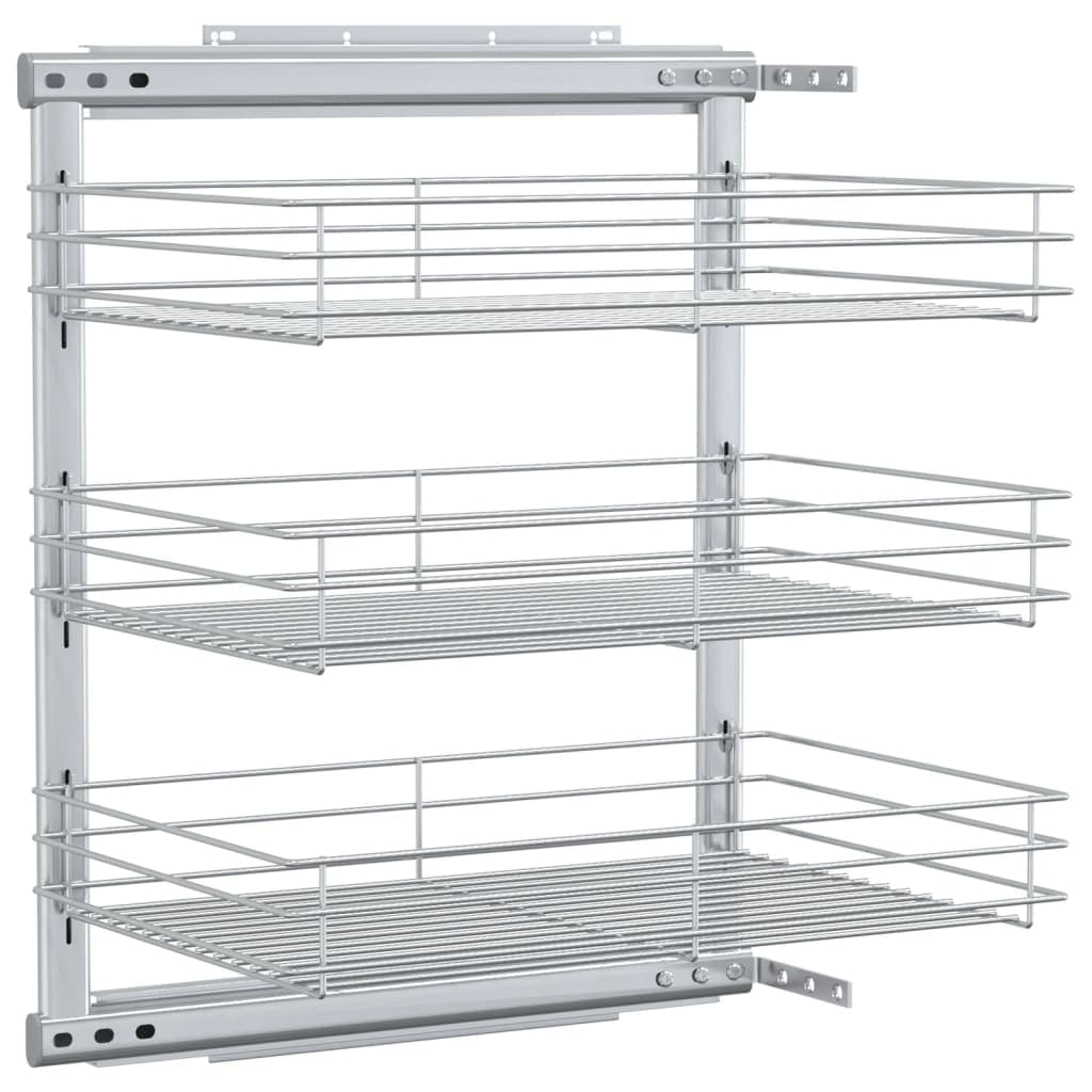 vidaXL Unidade cestos arame para cozinha 3 pcs 47x35x56 cm prateado