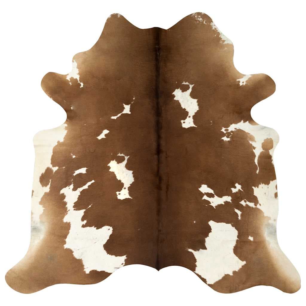 vidaXL Tapete em pele de vaca genuína 150x170 cm castanho e branco