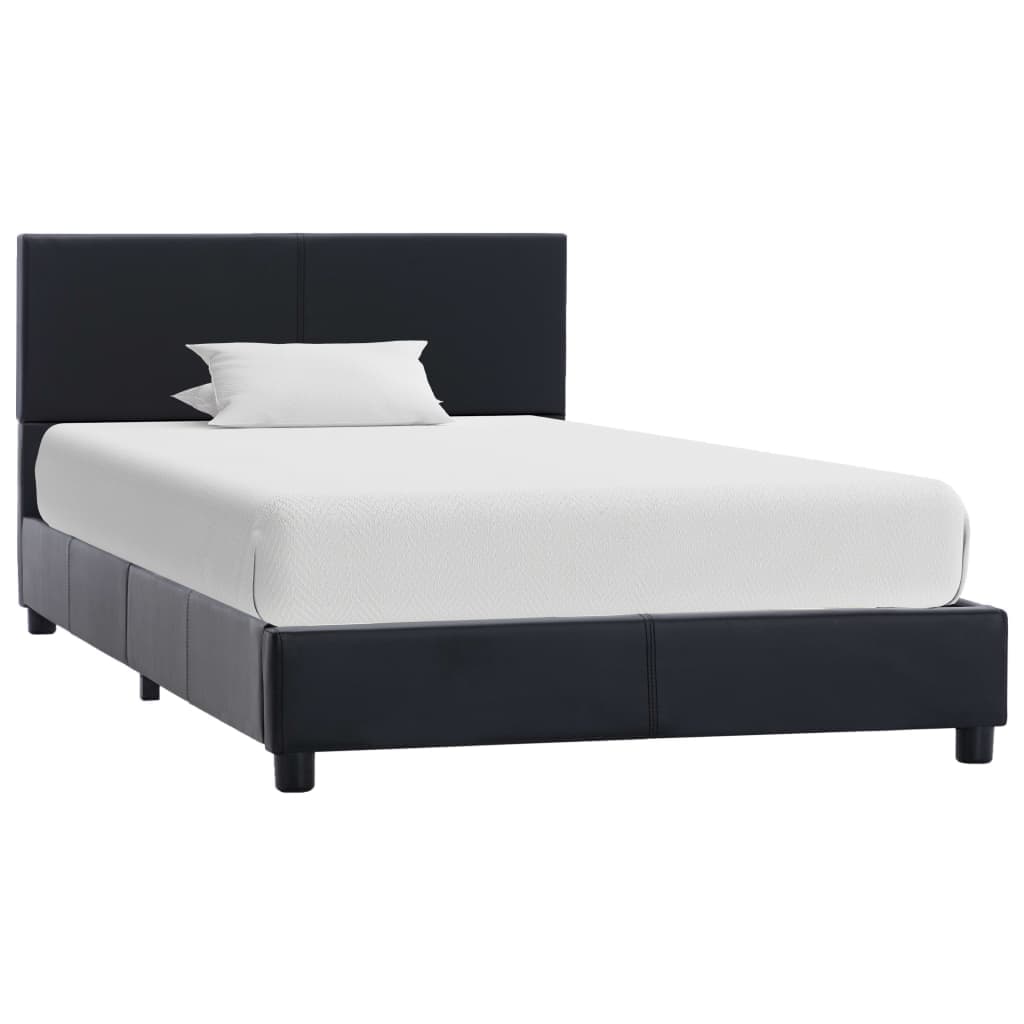 vidaXL Estrutura de cama 100x200 cm couro artificial preto