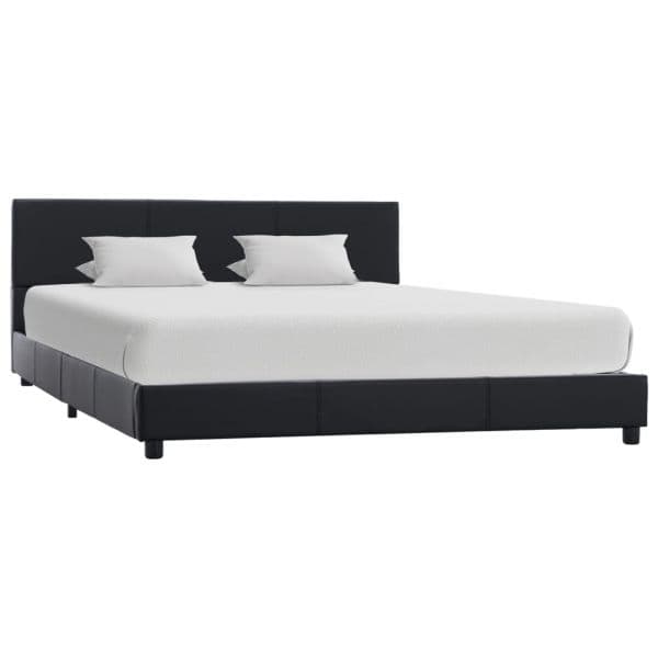 vidaXL Estrutura de Cama 140x200 cm Couro Artificial Preto - 2452120835