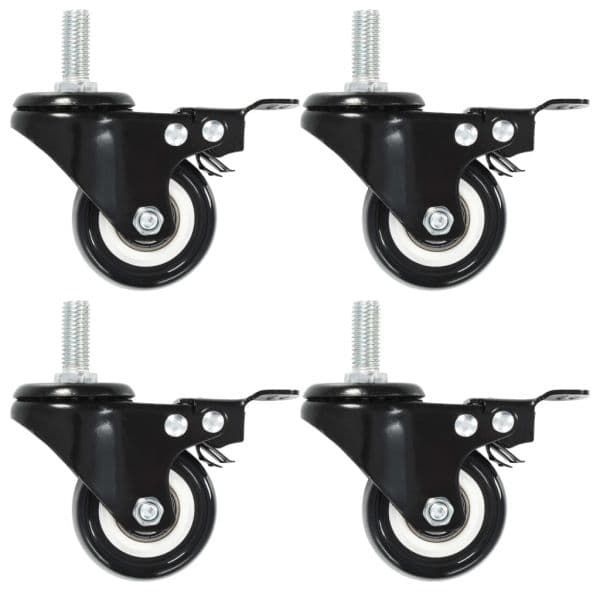 16 Pcs Rodas Giratórias com Travões 50 mm