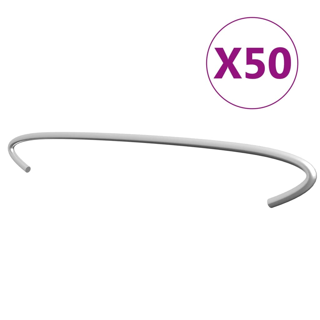 vidaXL Ganchos para gabiões 50 pcs aço galvanizado 50 cm