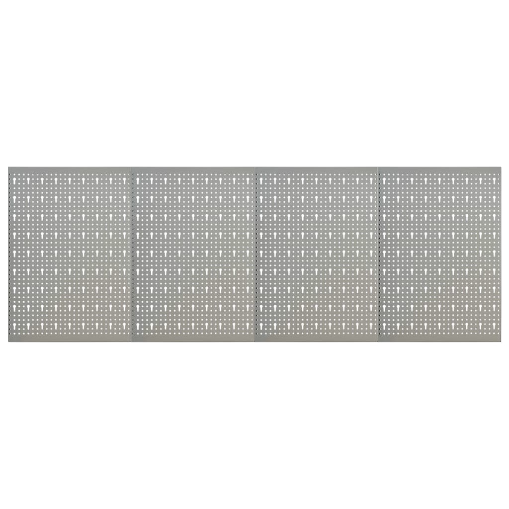 vidaXL Placas perfuradas de parede 4 pcs 40x58 cm aço