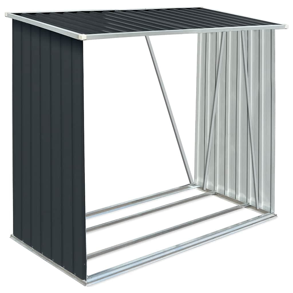 vidaXL Abrigo arrumação de troncos jardim aço 163x83x154cm antracite