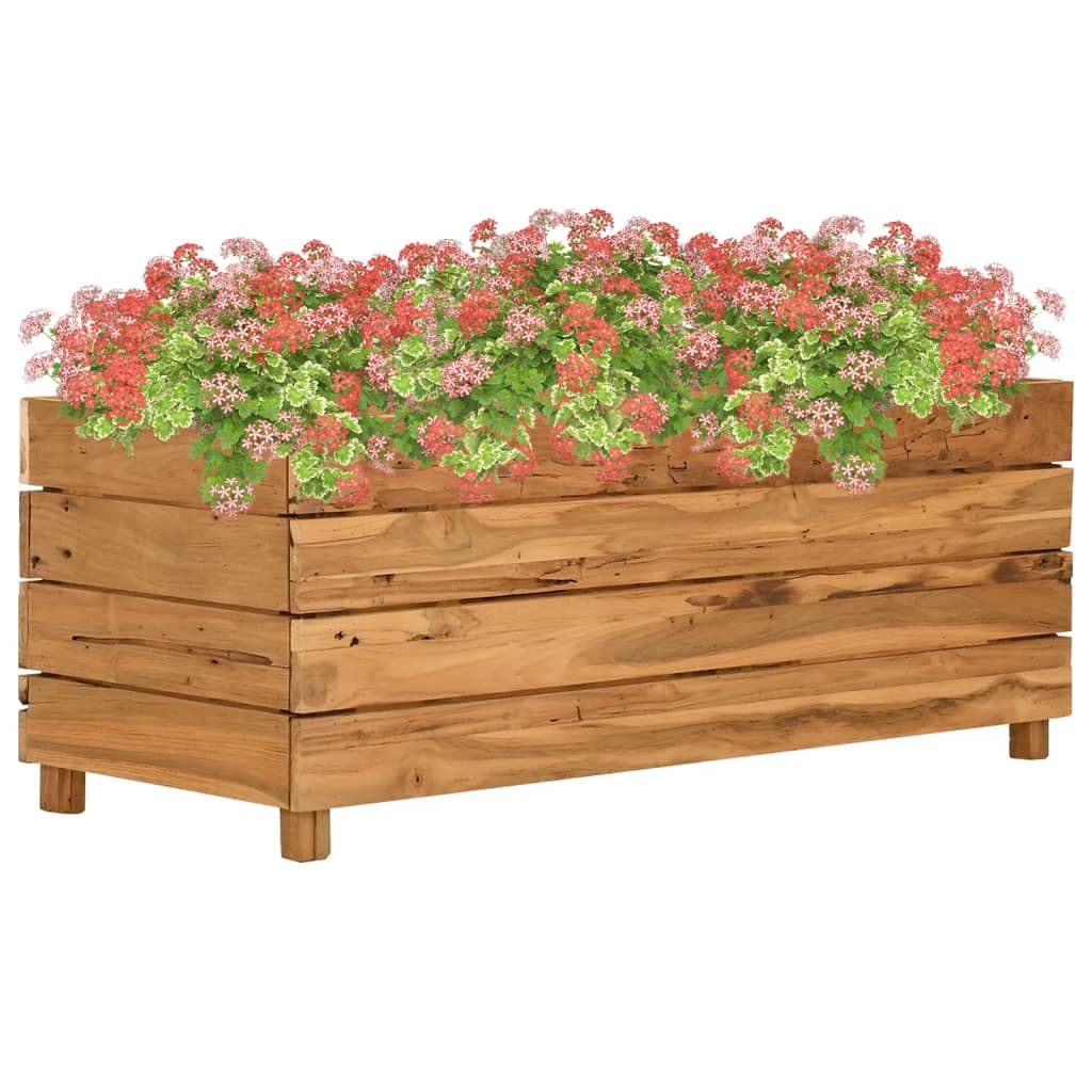 vidaXL Vaso/floreira 100x40x38 cm madeira de teca reciclada e aço