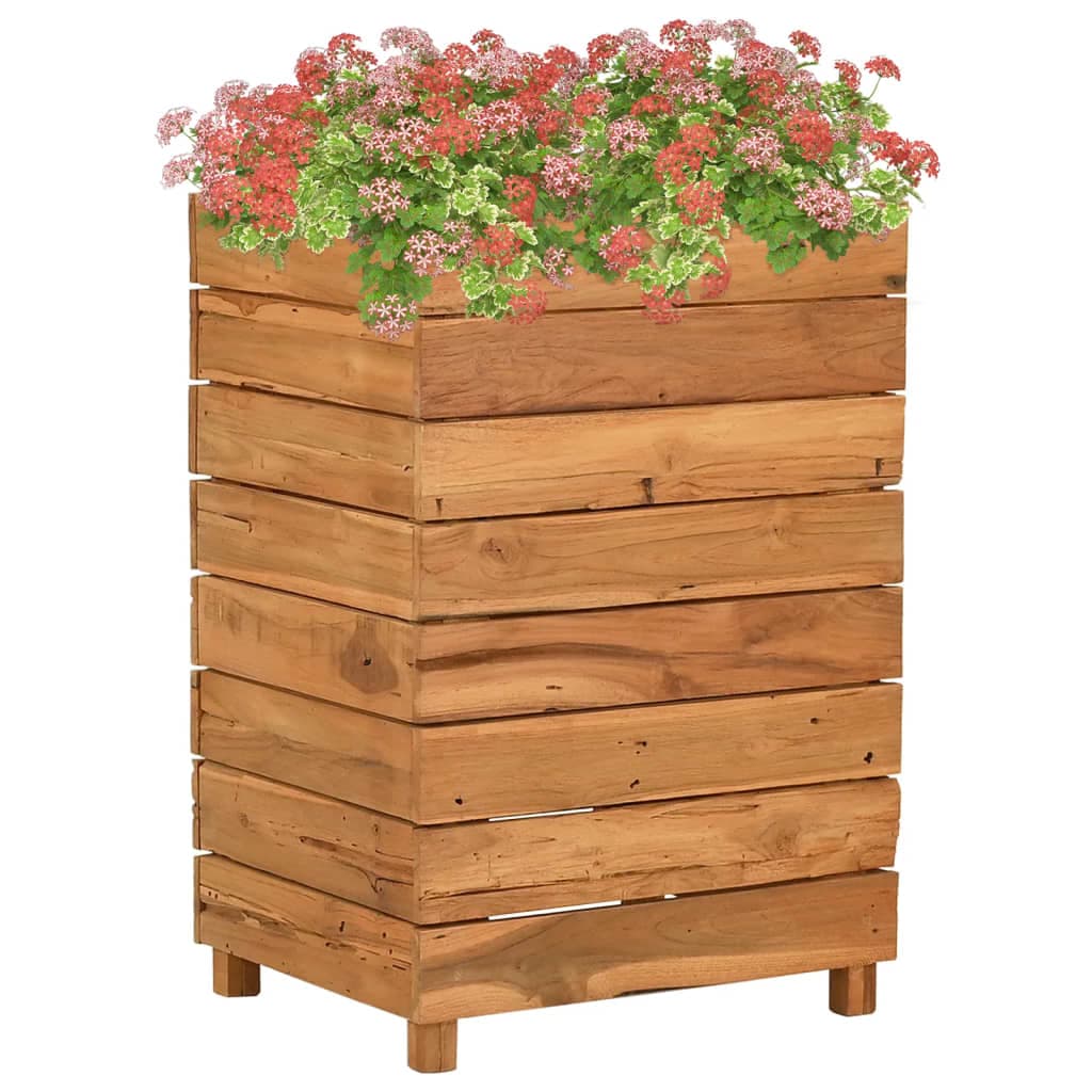 vidaXL Vaso/floreira 50x40x72 cm madeira de teca reciclada e aço