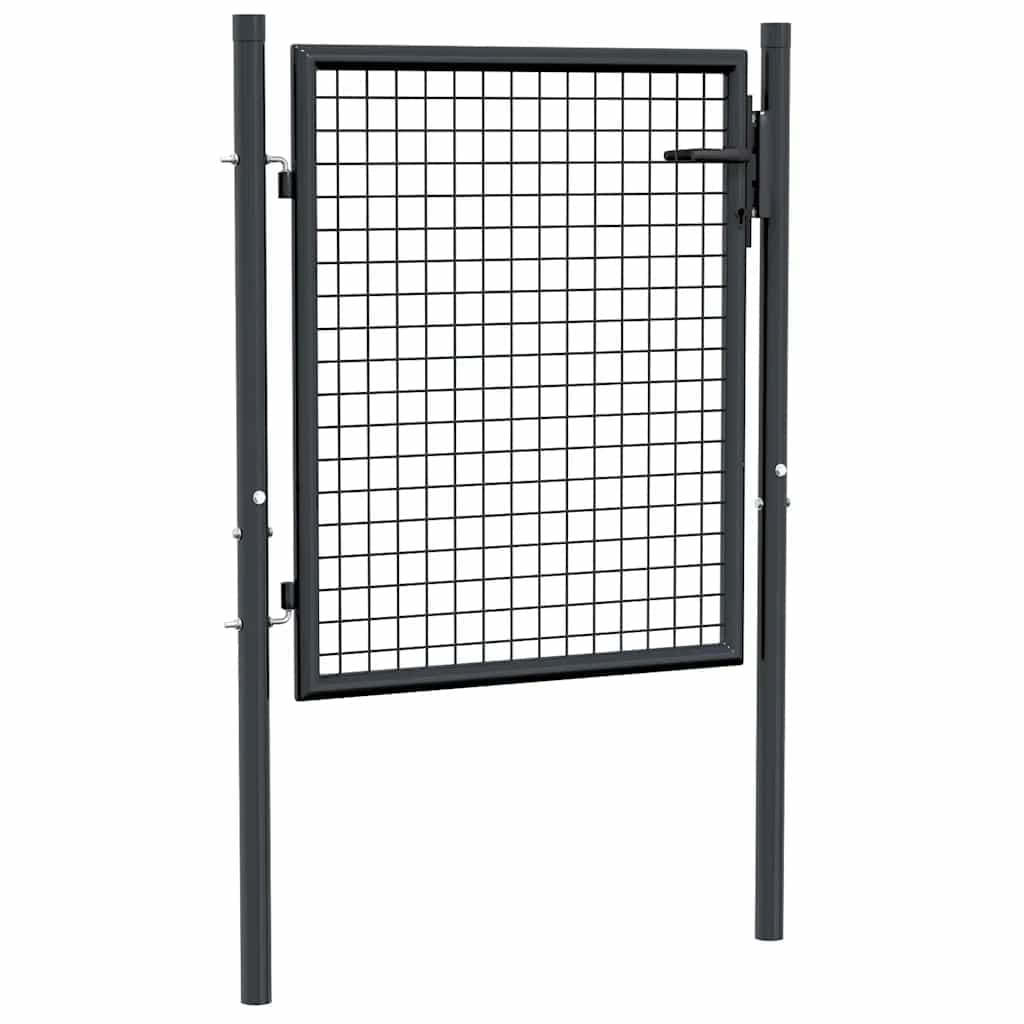 vidaXL Portão de jardim em tela de aço galvanizado 100x75 cm cinza