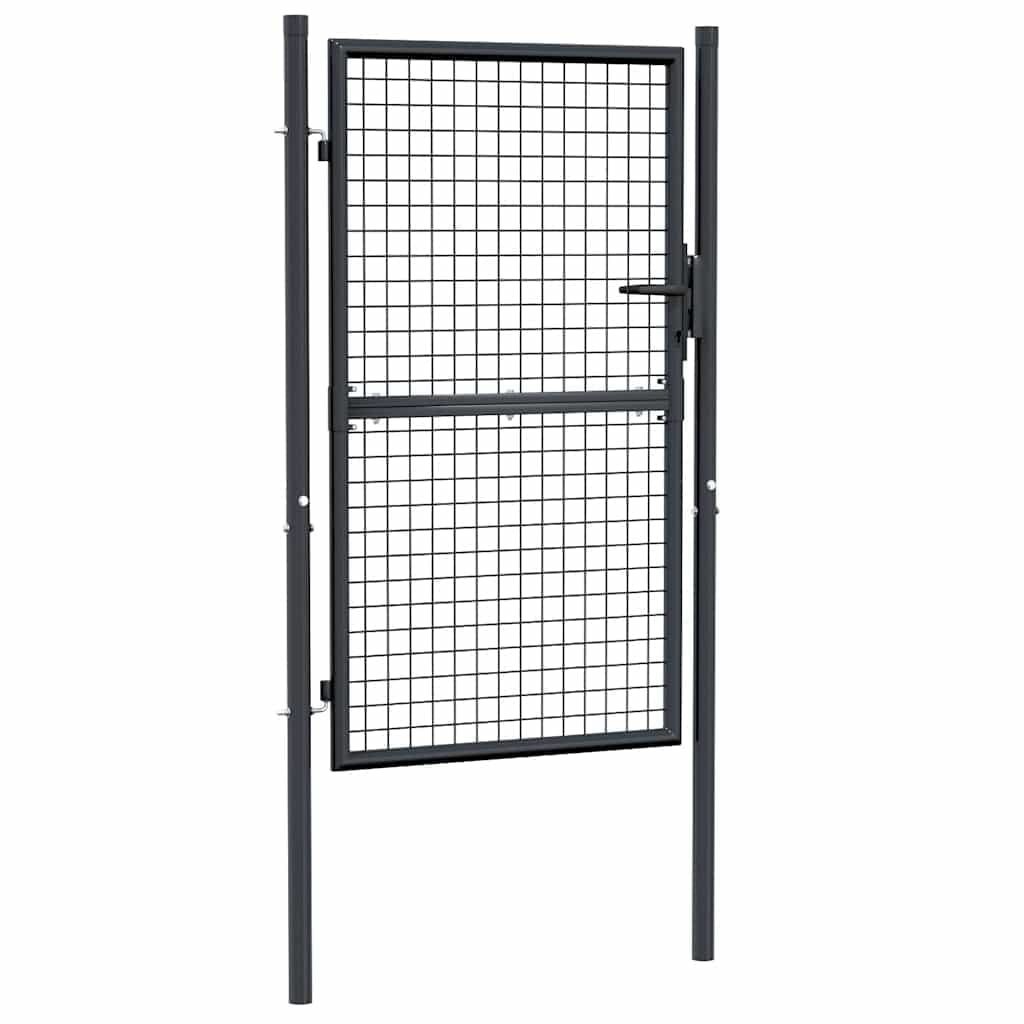 vidaXL Portão de jardim em tela de aço galvanizado 100x150 cm cinza
