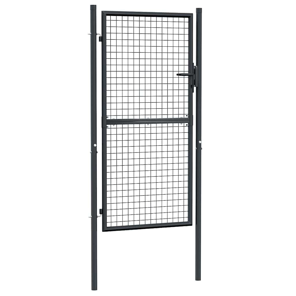 vidaXL Portão de jardim em tela de aço galvanizado 100x175 cm cinza