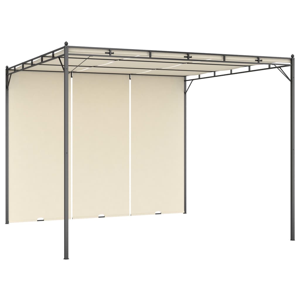 vidaXL Gazebo de jardim com cortina lateral 3x3x2,25m cor creme