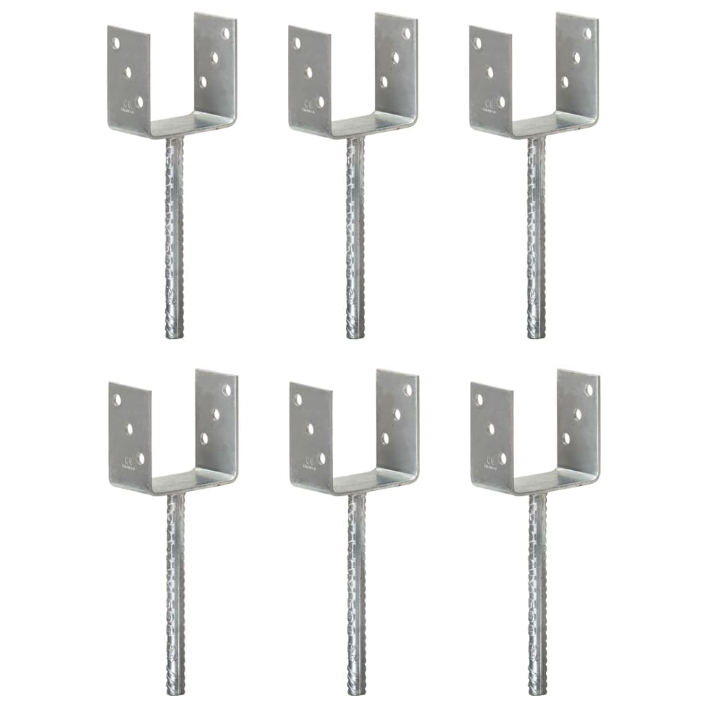vidaXL Âncoras de vedação 6 pcs 10x6x30 cm aço galvanizado prateado