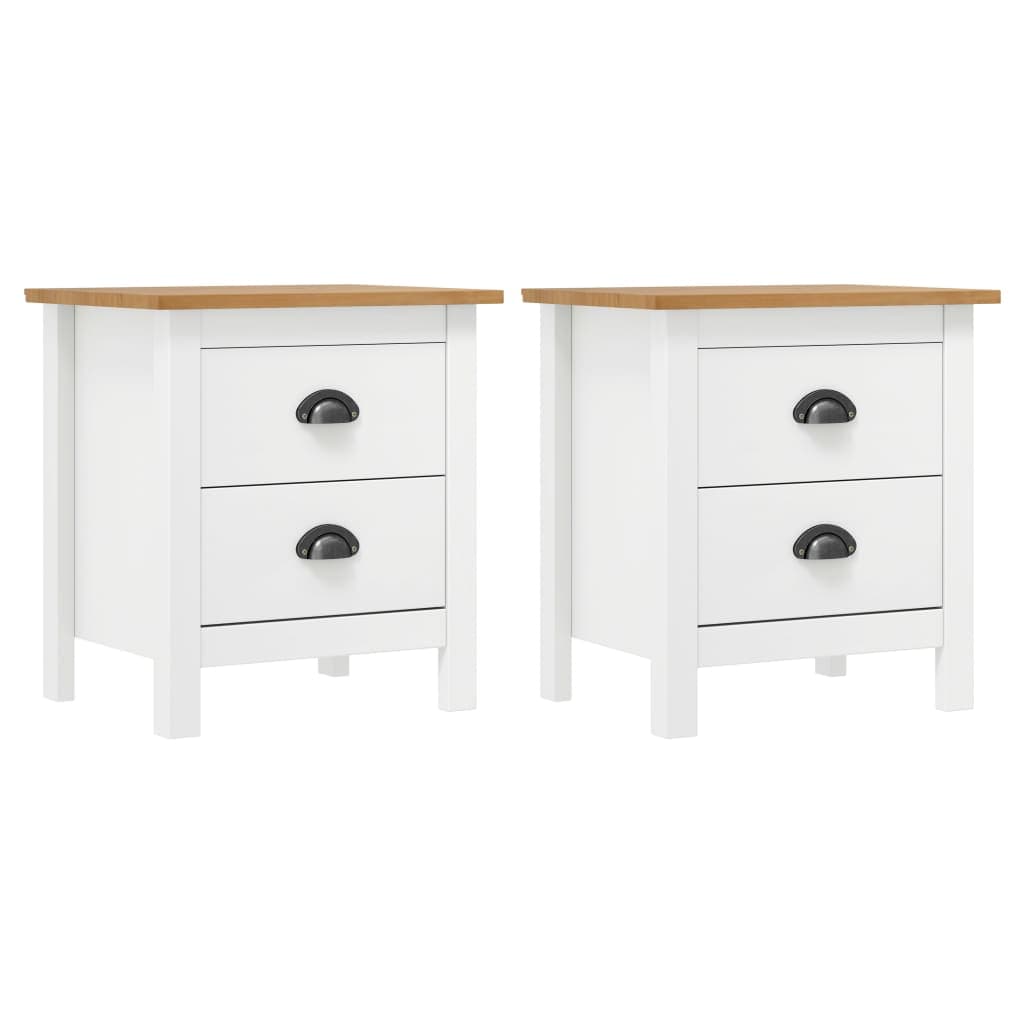 vidaXL Mesas cabeceira Hill 2 pcs 46x35x49,5cm pinho branco