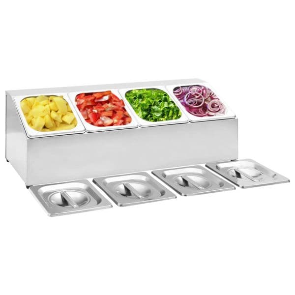 Suporte Gastronorm C/ 4 Recipientes Gn 1/6 Aço Inoxidável - 51221