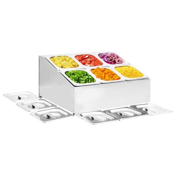 Suporte Gastronorm C/ 6 Recipientes Gn 1/6 Aço Inoxidável - 51224