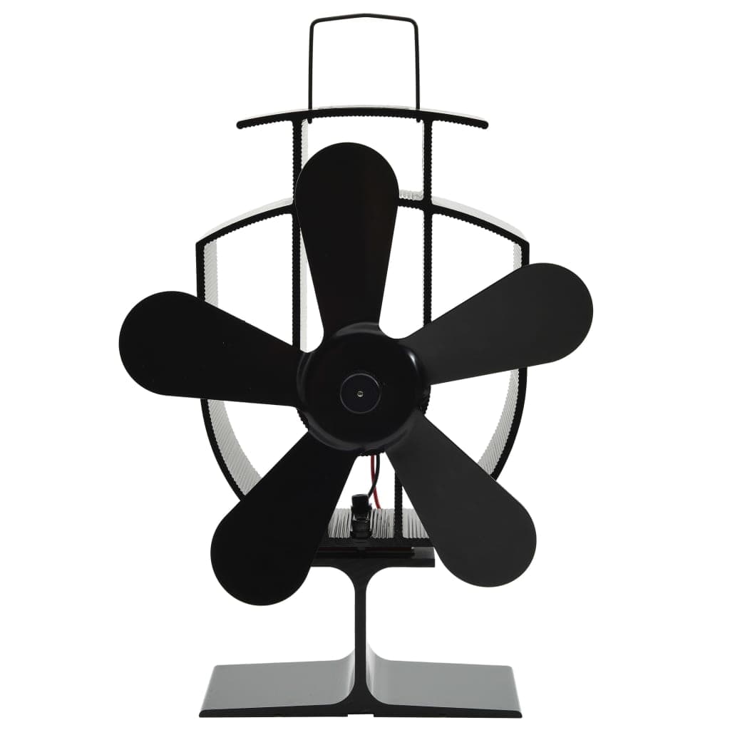 vidaXL Ventilador de fogão alimentado a calor 5 lâminas preto