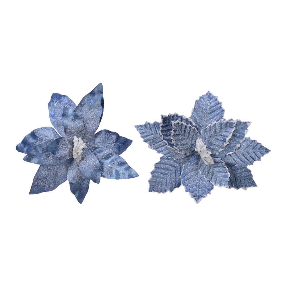 FLOR DE PÁSCOA AZUL DE POLIÉSTER EFEITO GEADA Ø34X6CM CORES/MODEL