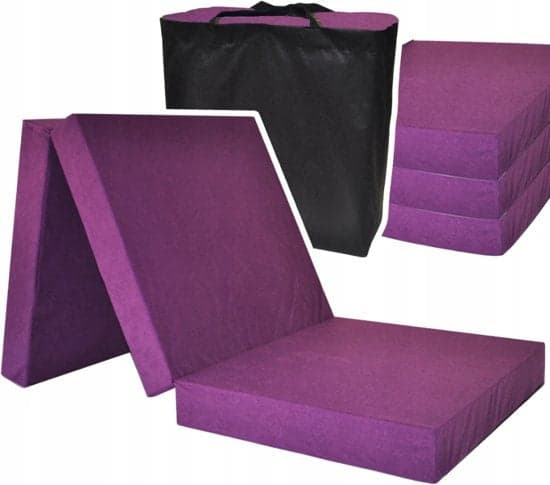 Colchão de viagem para campismo dobrável 195x80x15 cm violeta extra espesso