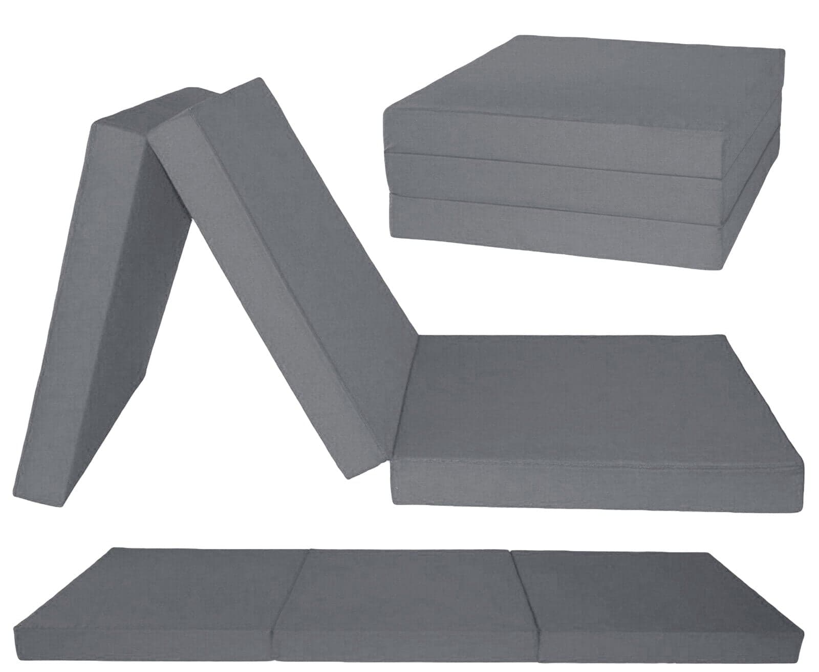 Colchão dobrável 195x80x15 cm cinzento