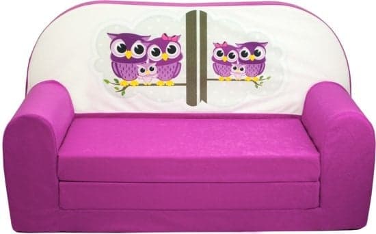 Sofá-cama infantil 85x60 cm rosa coruja