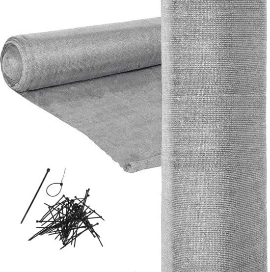 Rede de sombra 90% 1,5x50 m cinzenta com kit de montagem