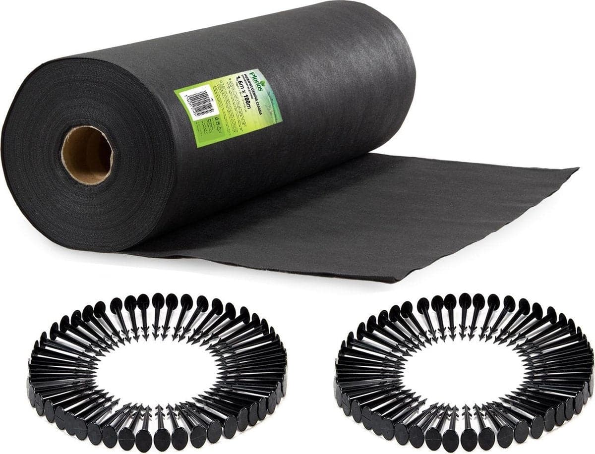Tela anti ervas daninhas 1,6x100 m com 100 estacas