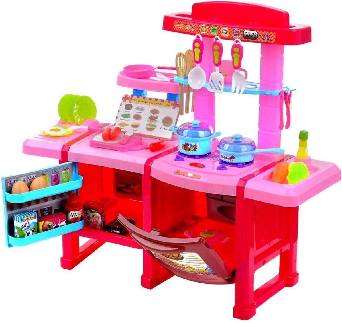 Cozinha infantil com acessórios e eletrodomésticos