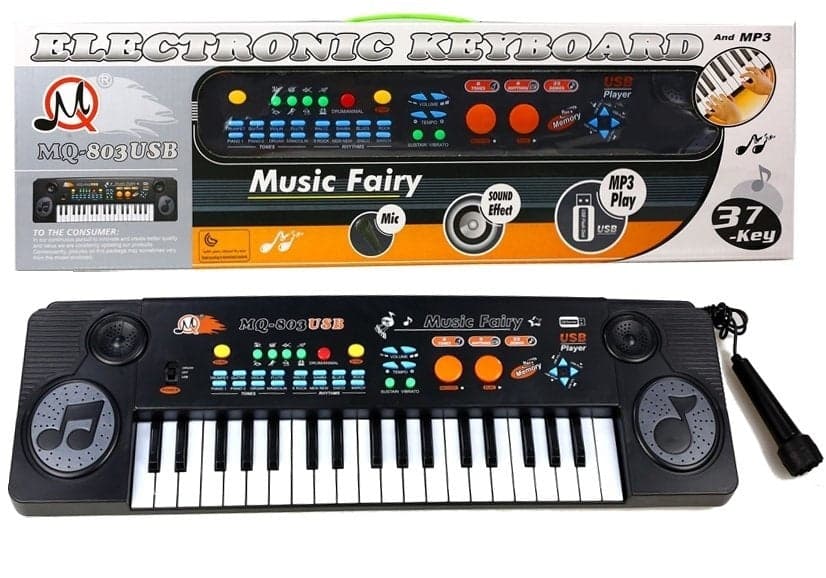 Teclado musical com USB e microfone