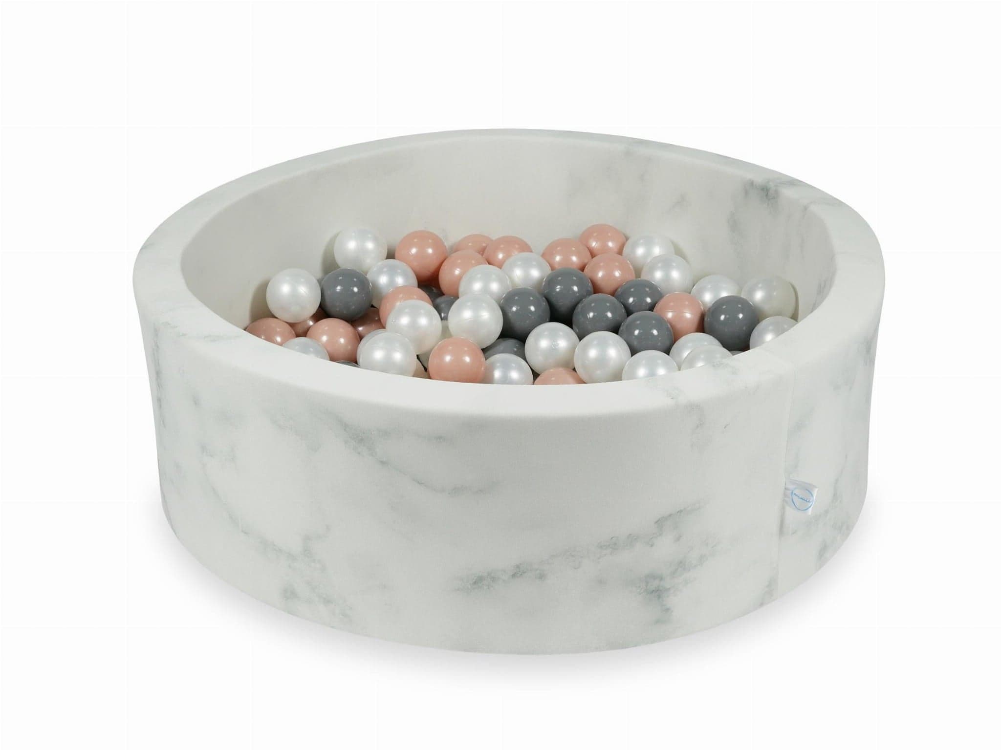 Piscina de bolas 90x30 cm com 200 bolas padrão mármore rose gold
