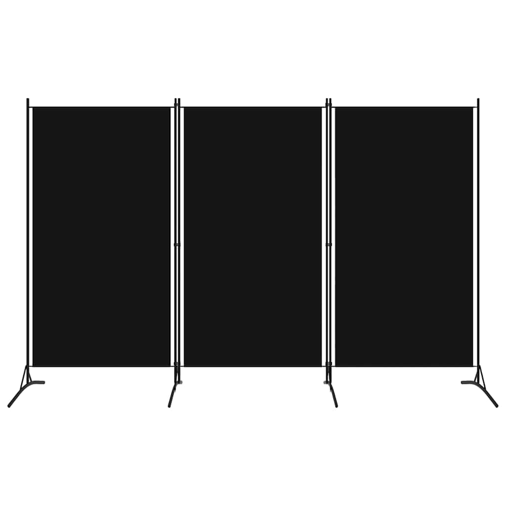 vidaXL Divisória de quarto com 3 painéis 260x180 cm preto