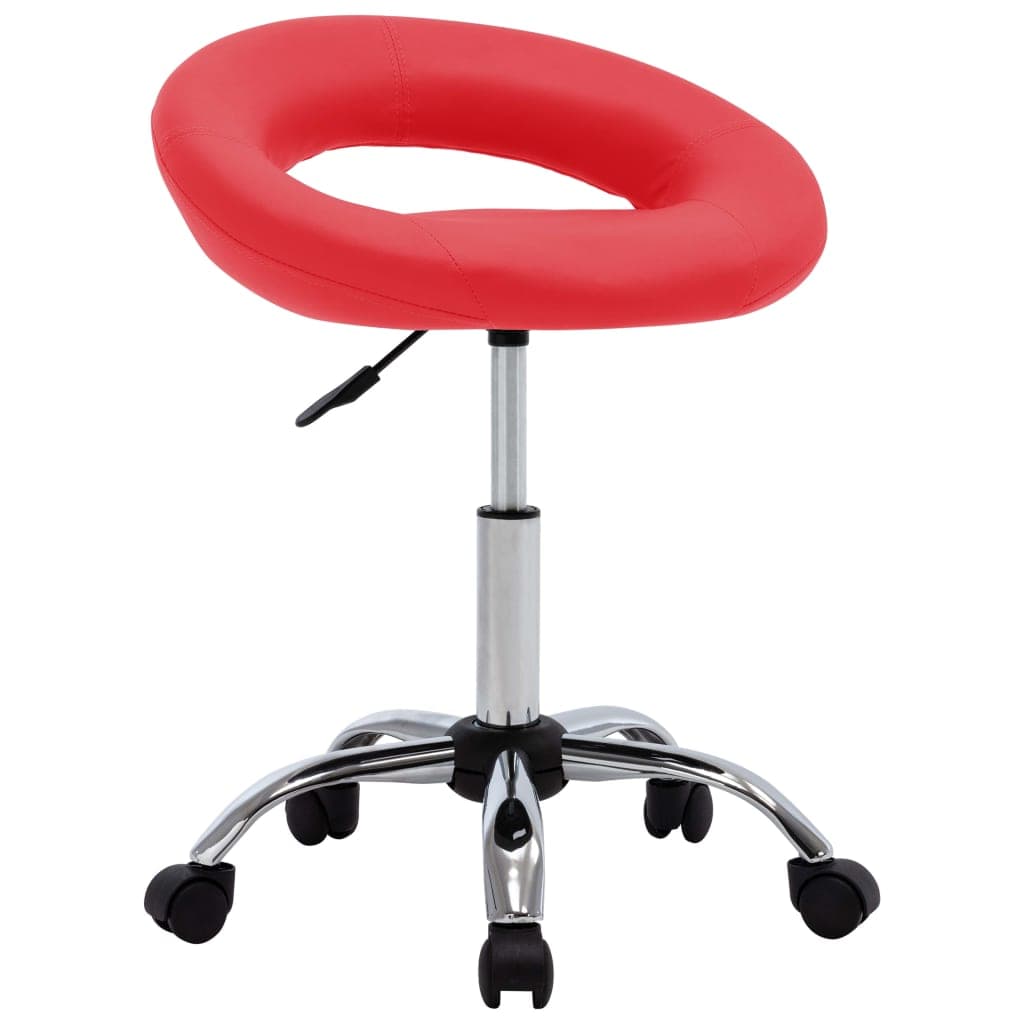 vidaXL Cadeira de Trabalho c/ Rodas Couro Artificial Vermelho - 2443643345
