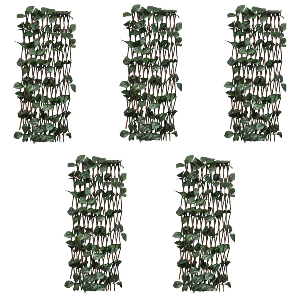 vidaXL Cercas treliça salgueiro c/ folhas artificiais 5 pcs 180x60cm