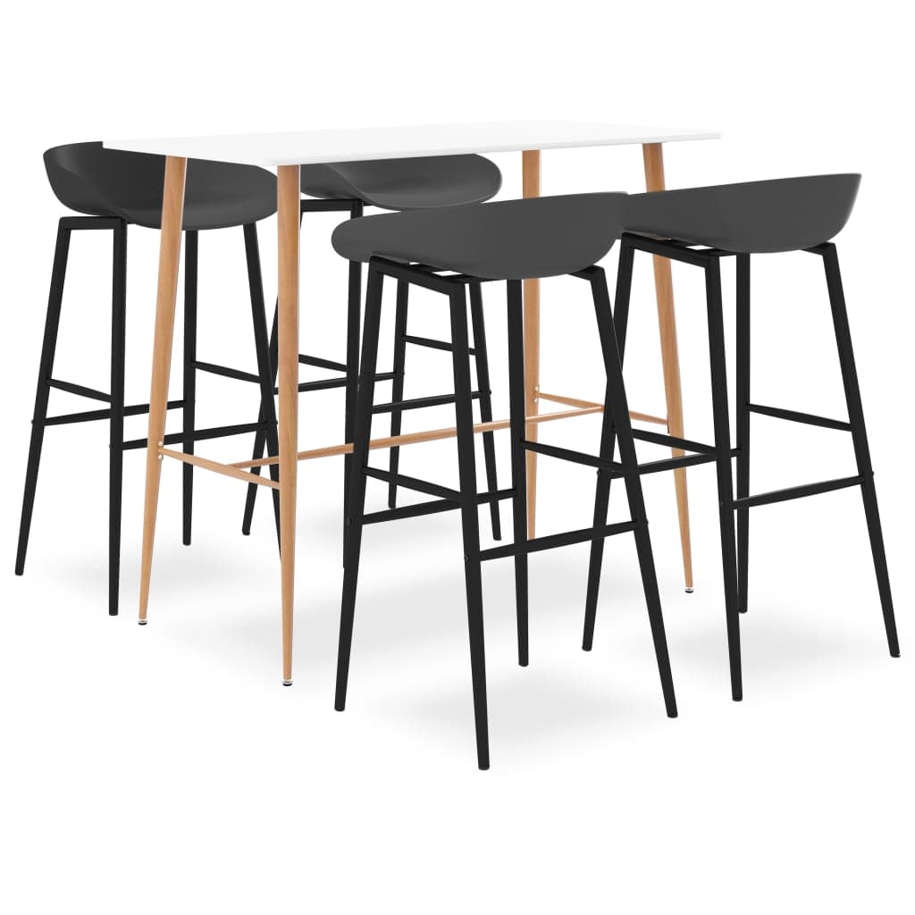 vidaXL 5 pcs conjunto de bar branco e cinzento