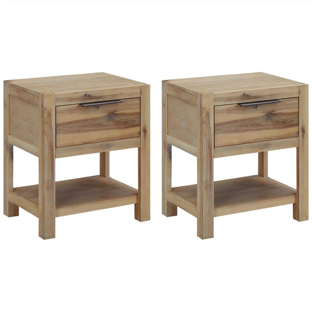 vidaXL Mesas de cabeceira com gavetas 2 pcs 40x30x48 cm acácia maciça