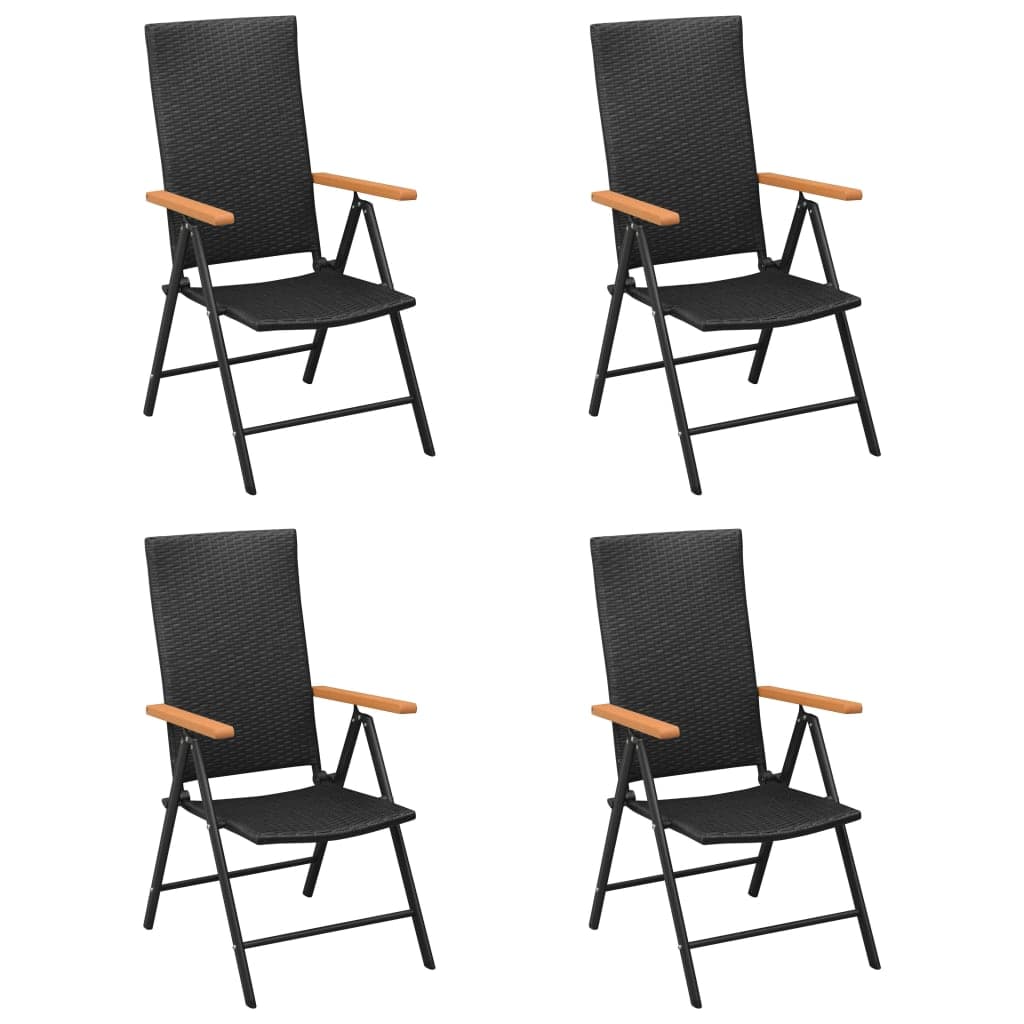 vidaXL Cadeiras de jardim 4 pcs vime PE preto