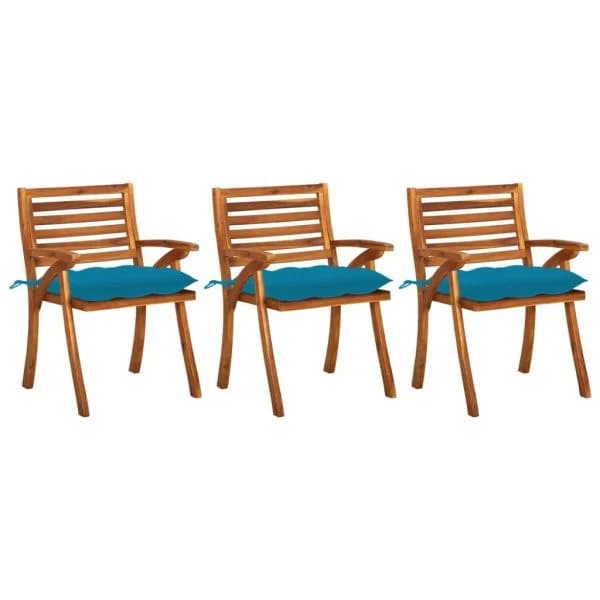 Cadeiras de Jantar Jardim com Almofadões 3 Peças Madeira Acácia - 3060838