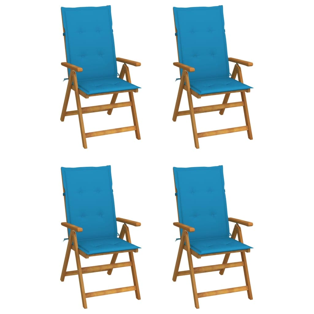 vidaXL Cadeiras jardim reclináveis c/ almofadões 4 pcs acácia maciça