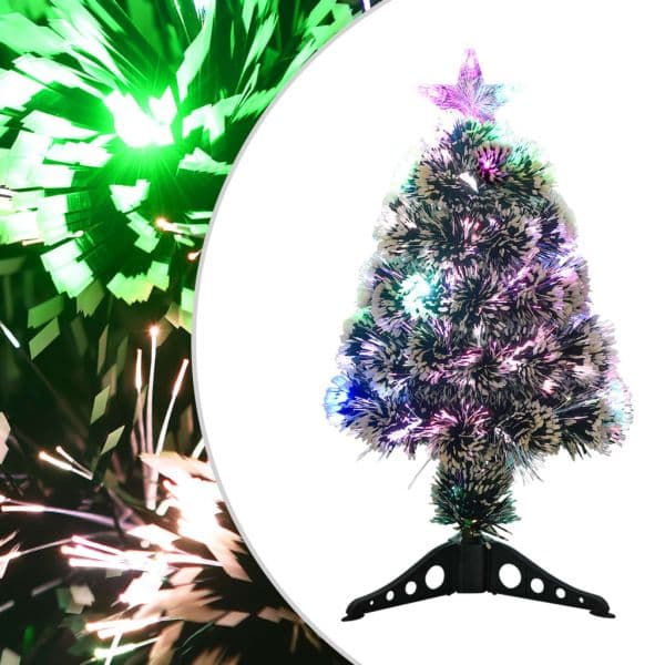 Árvore de Natal com Leds 64 cm Fibra Ótica Verde e Branco - 328436