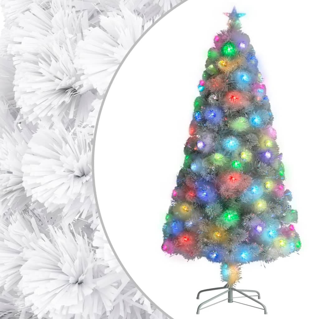 vidaXL Árvore Natal artificial pré-iluminada 120 cm fibra ótica branco