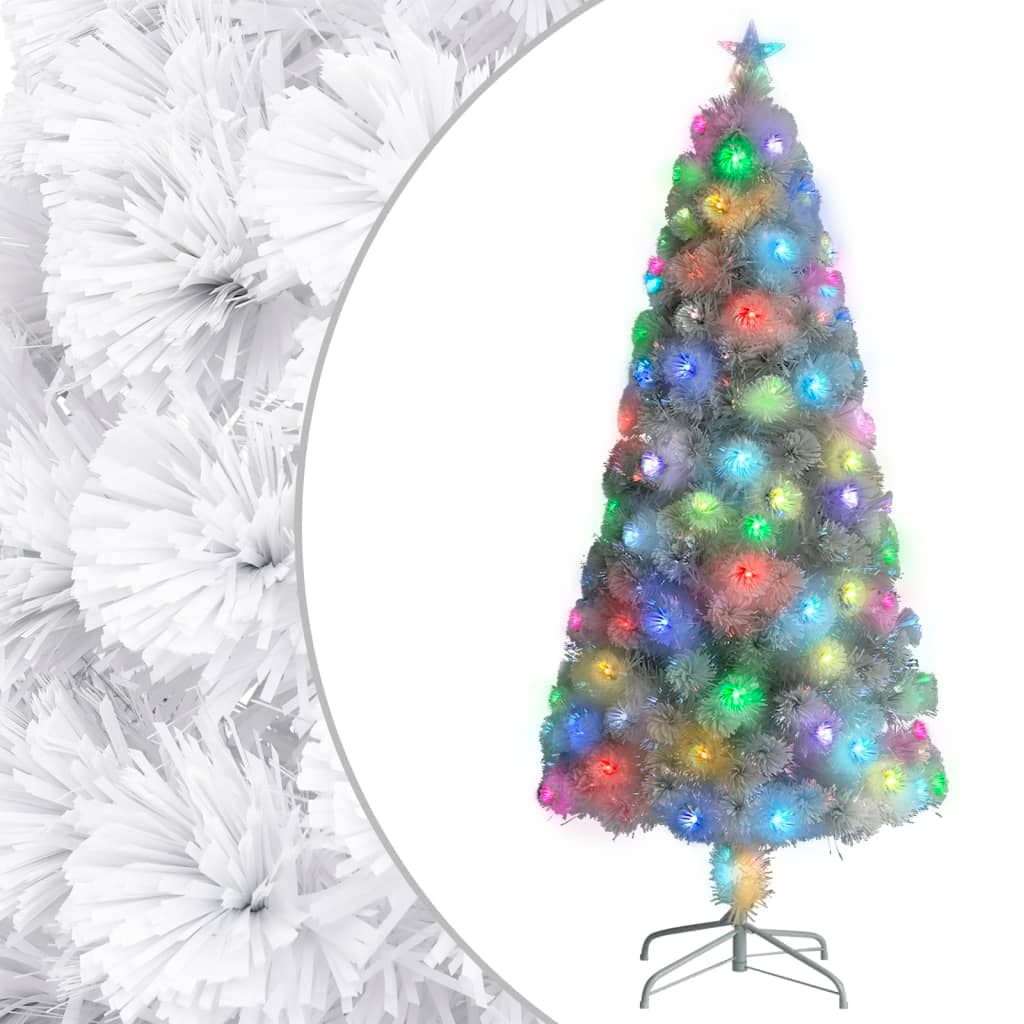 vidaXL Árvore Natal artificial pré-iluminada 150 cm fibra ótica branco